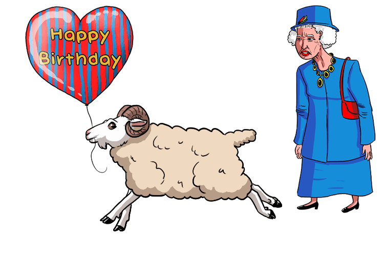 The ram ran off with Lizzie's lined balloon.